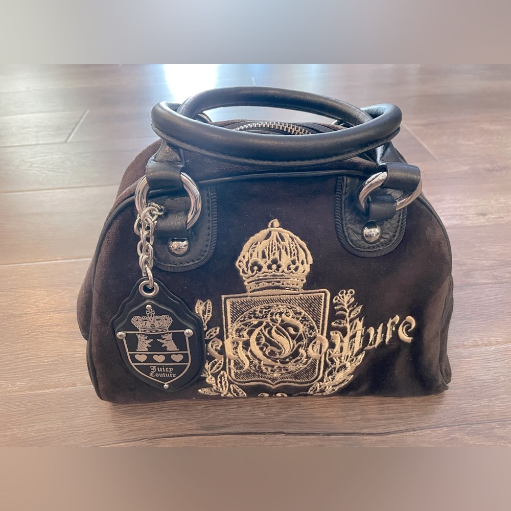 Vintage Juicy Couture Bowler Bag in Black Velour